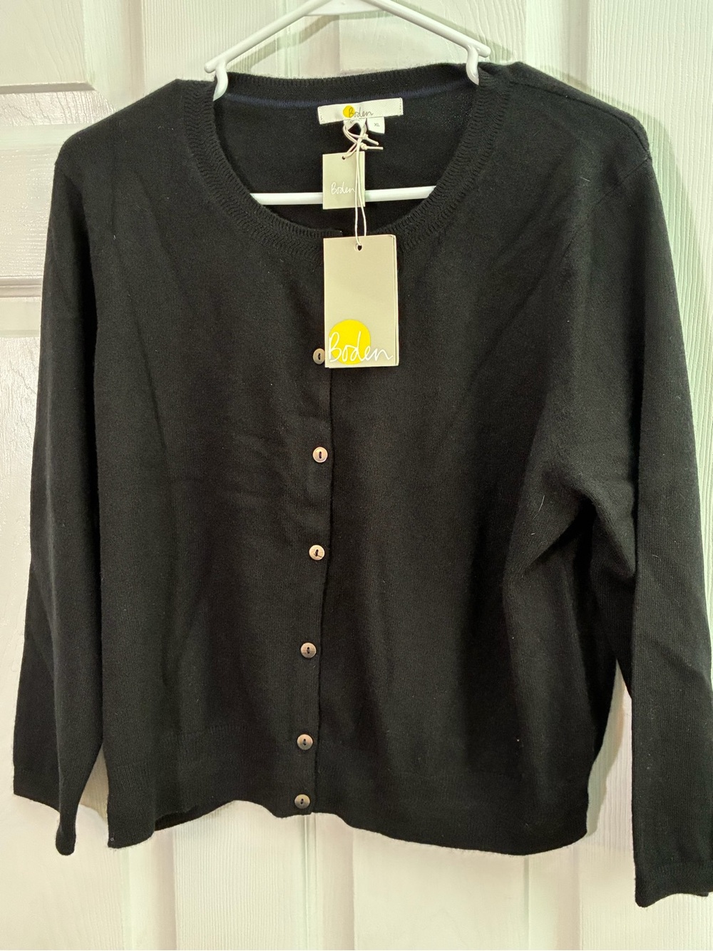 Boden XL Cashmere Dark Navy Button-Front Cardigan